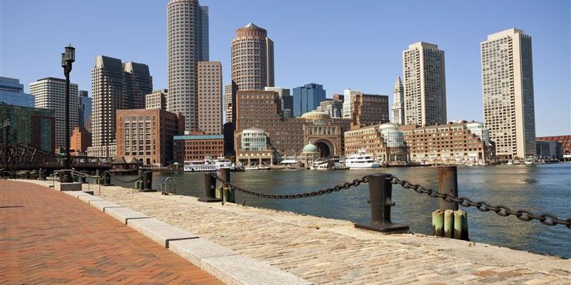 office space in boston skyline by the seafront