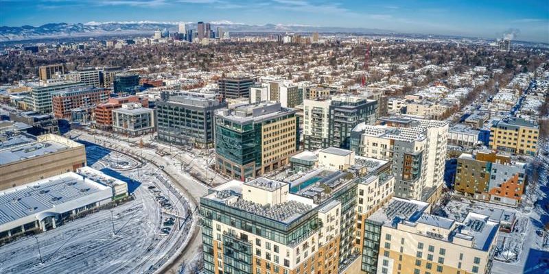 aerial panoramic view of cherry creek denver office properties