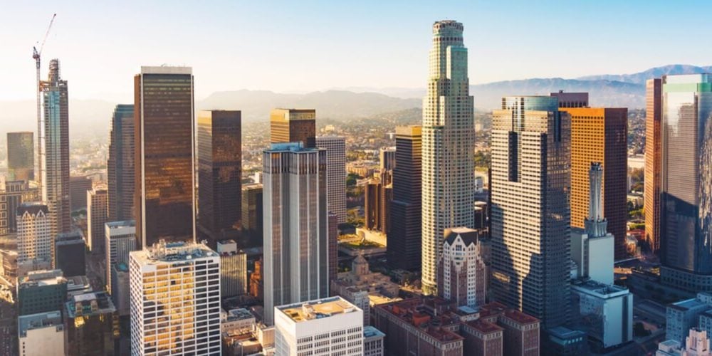 aerial view of downtown la