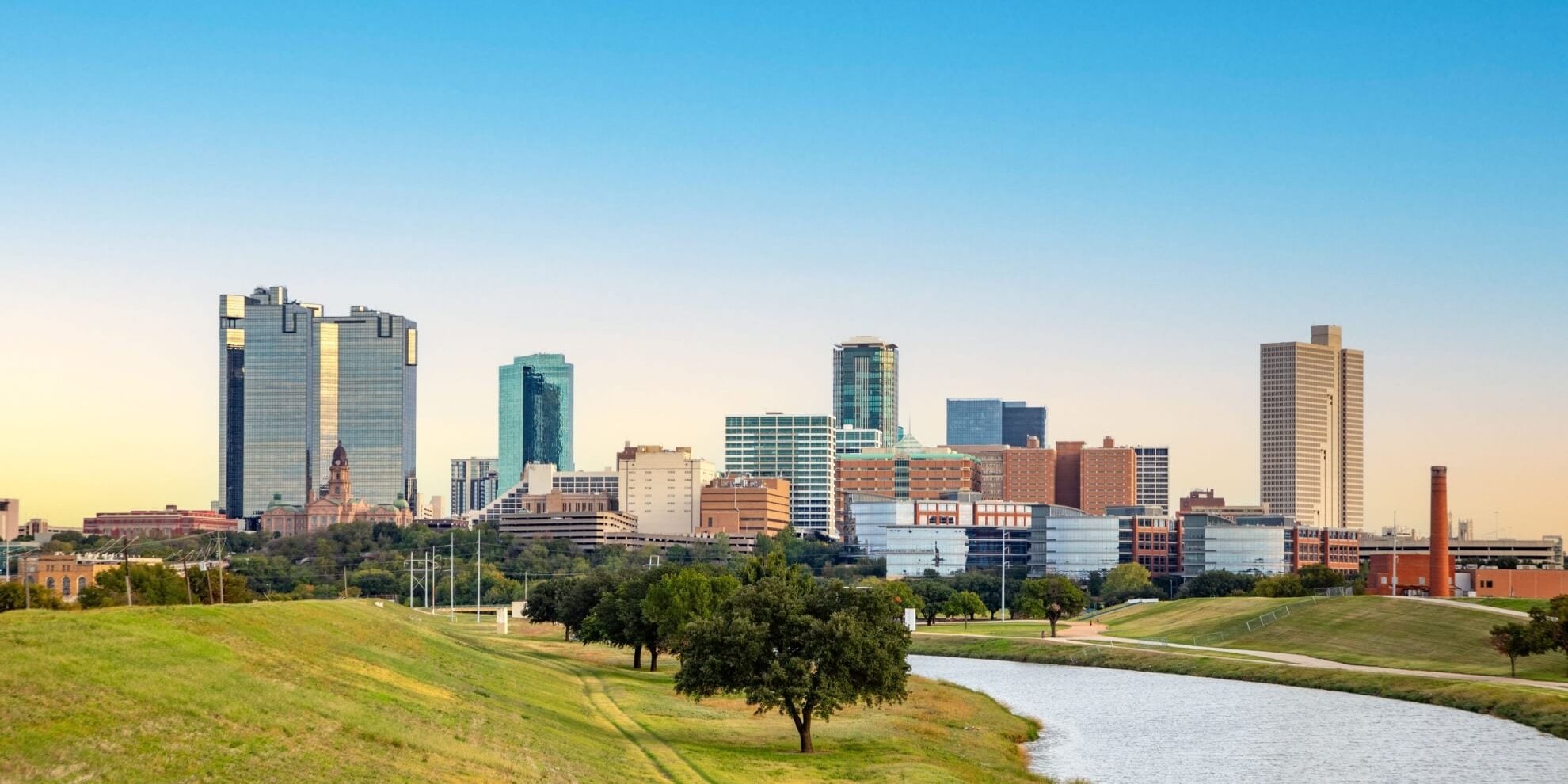 panoramic view of the fort worth texas central business district skyline