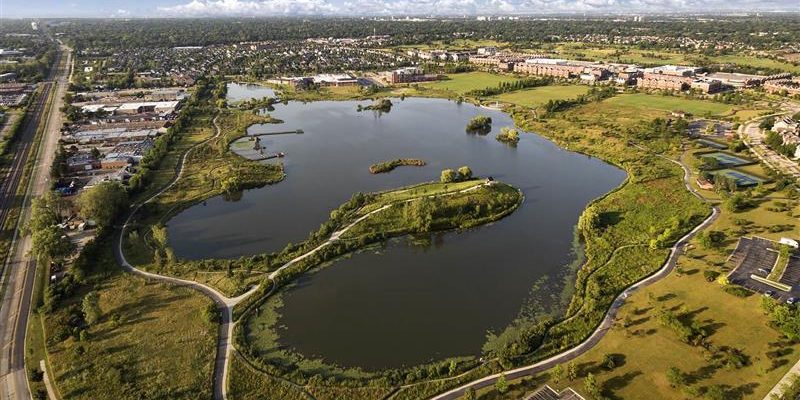 aerial panoramic view of the glenview illinois community north of chicago