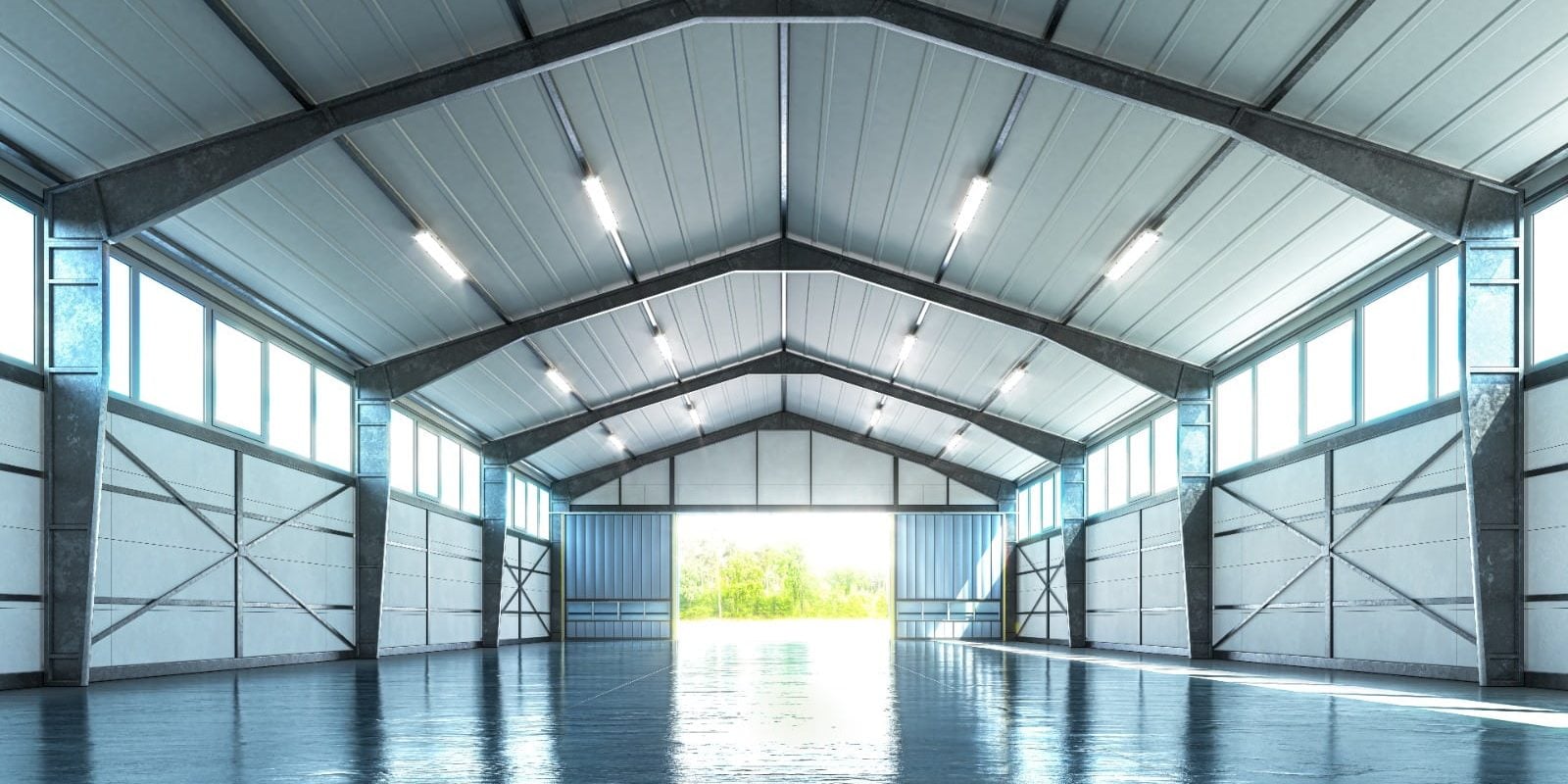 bright interior of warehouse building