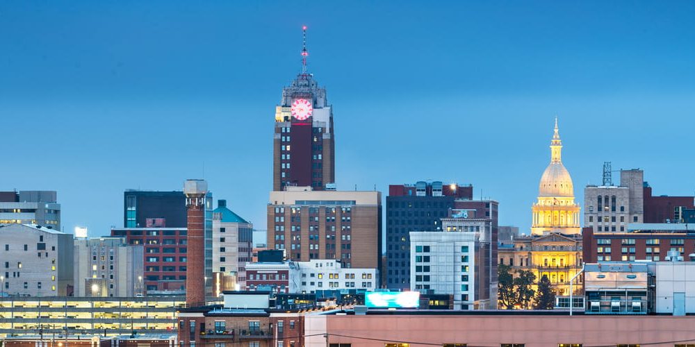 The skyline of Lansing, Mich., the Midwestern metro gaining the most residents from metro-to-metro migration