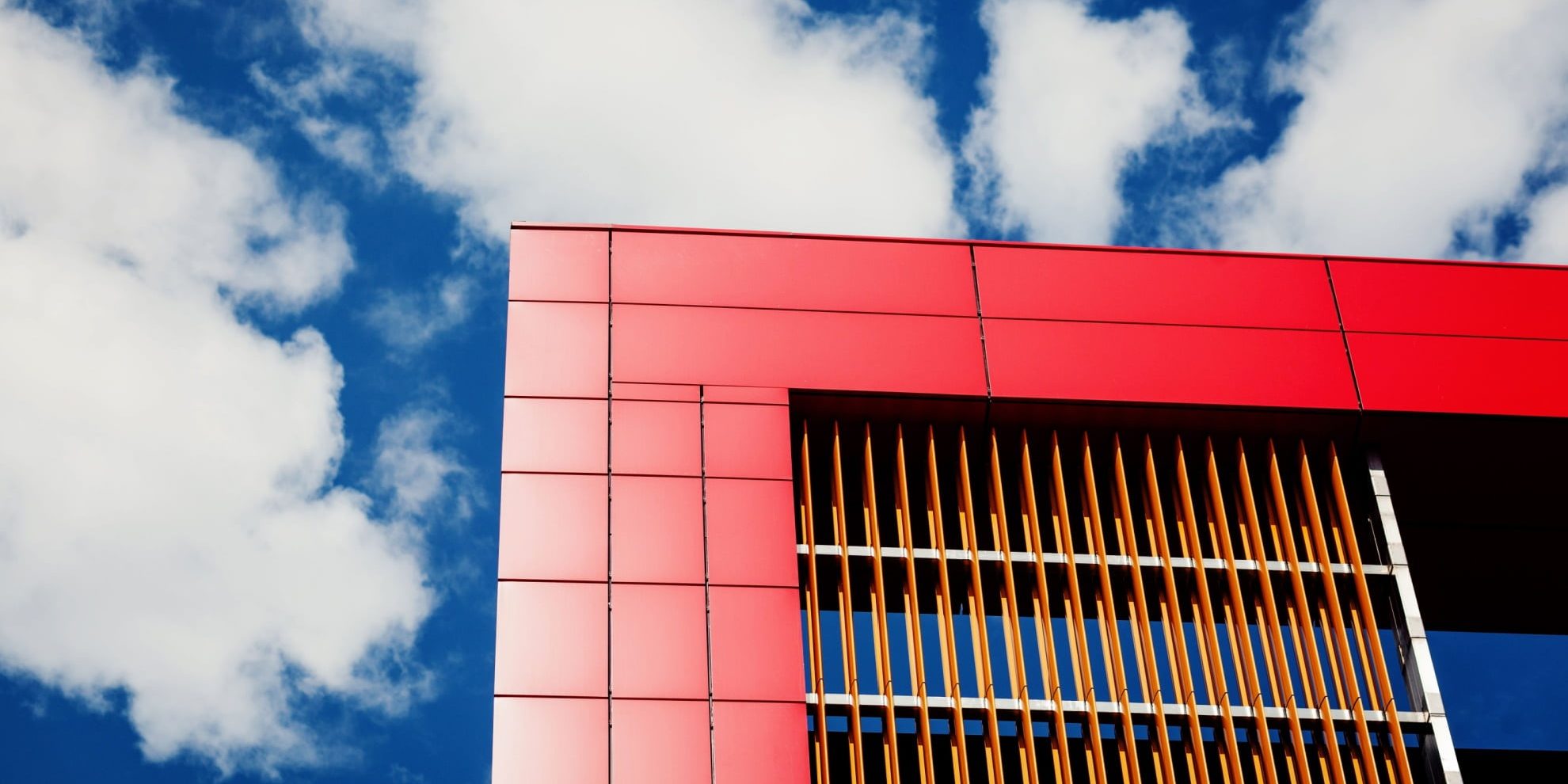 office building red facade