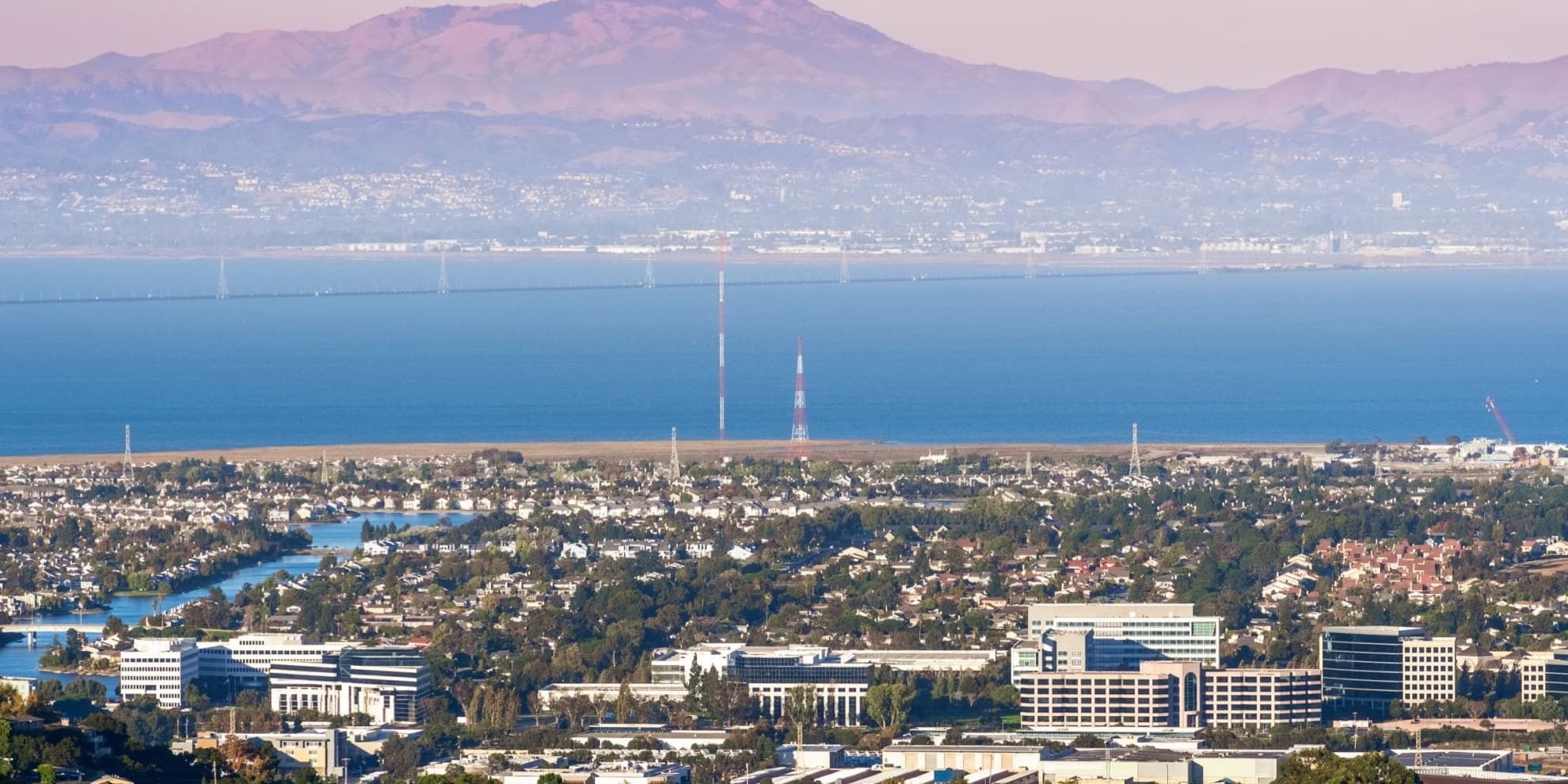 panoramic view of san carlos, california, on the shore of san francisco bay