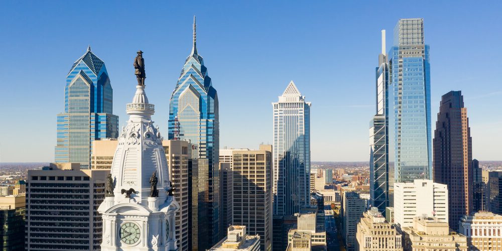 philadelphia center city office property aerial view