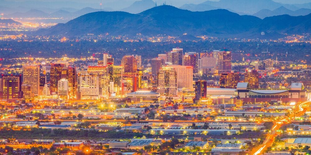 Phoenix, Ariz. skyline at night