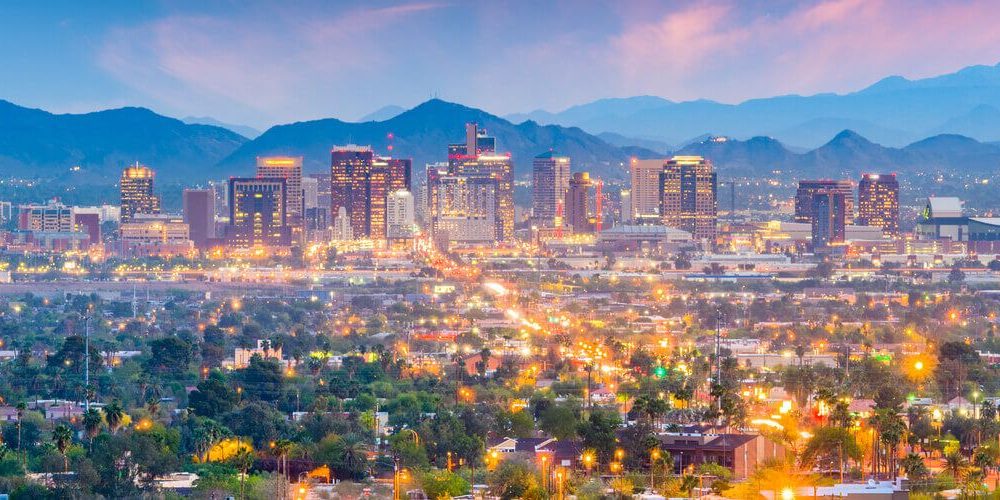 A skyline view of Phoenix, AZ