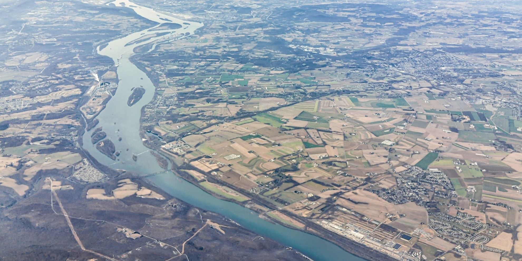 aerial view of the greater washington dc area along the potomac river