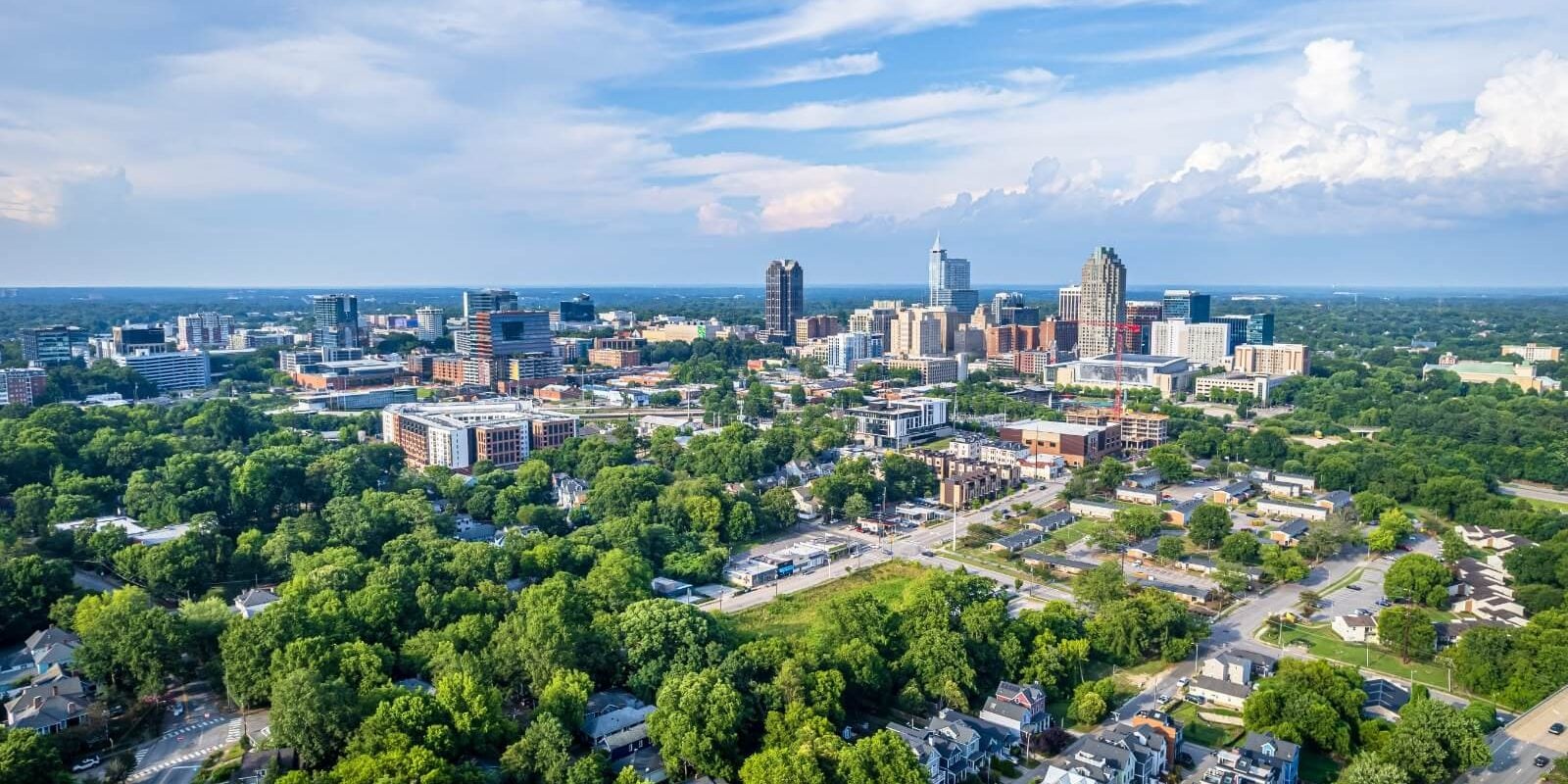 raleigh nc panoramic view of central business district and surrounding region