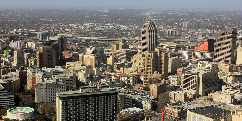 aerial view of san antonio texas cityscape