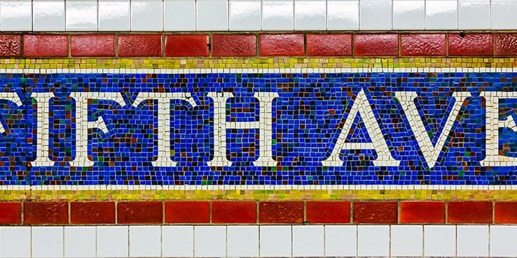 Sign of subway 5th Ave Station NYC Manhattan