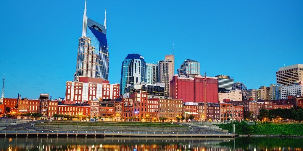 shutterstock photo of downtown nashville early in the morning