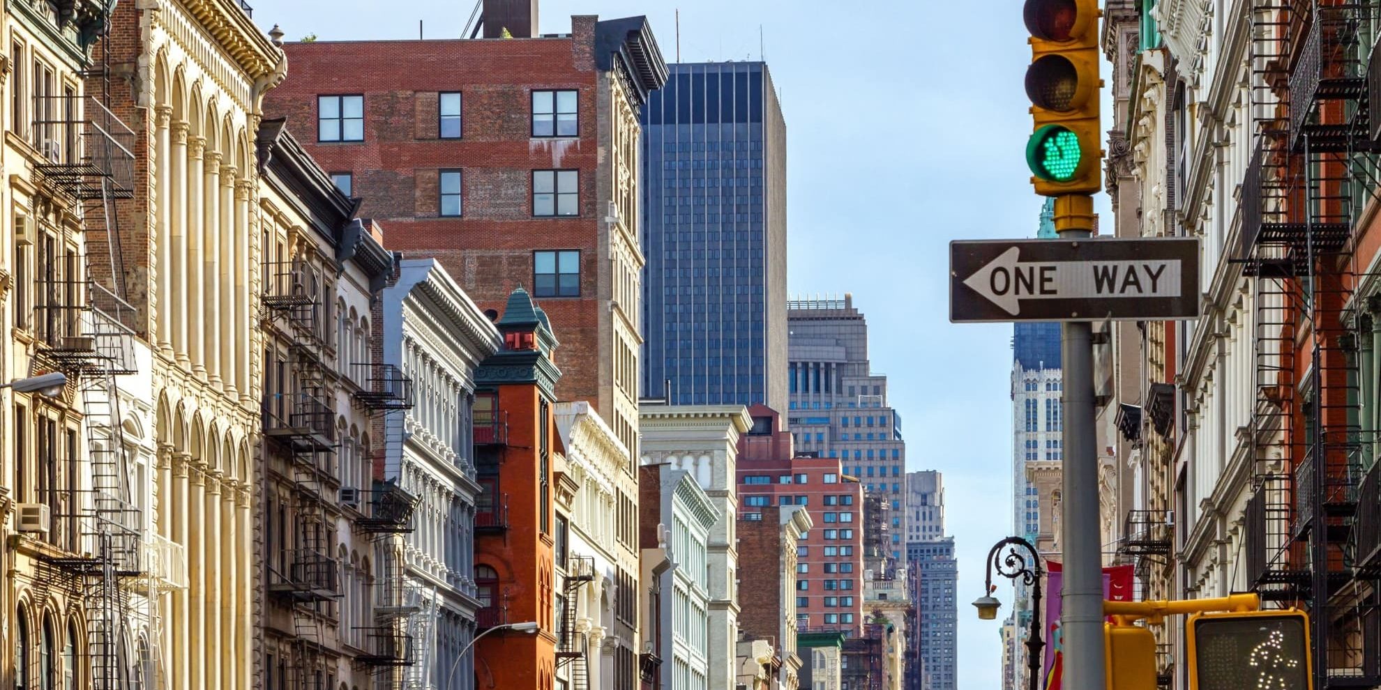 the intersection of Broadway and Spring in SoHo Manhattan