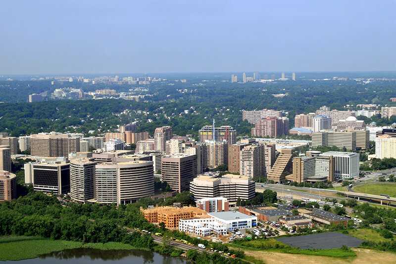 Aerial view of Crystal City, Arlington, Va.