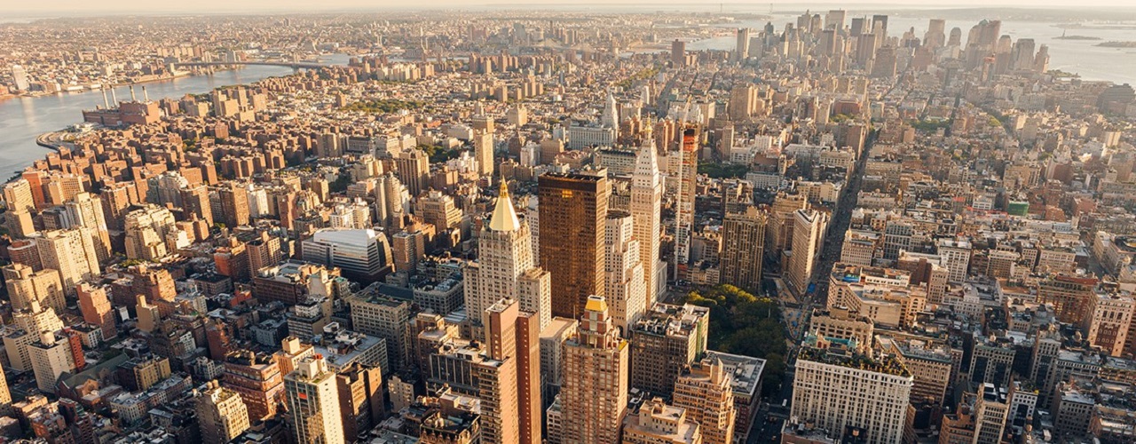 Aerial view of Downtown Manhattan