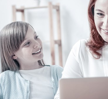 mother and daughter at the office