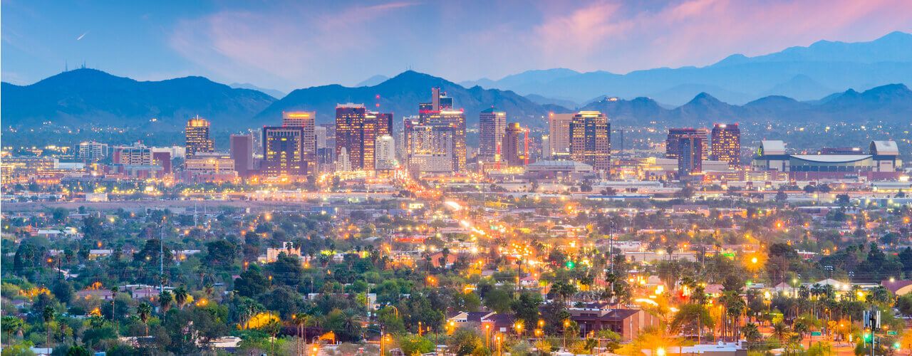 A skyline view of Phoenix, AZ