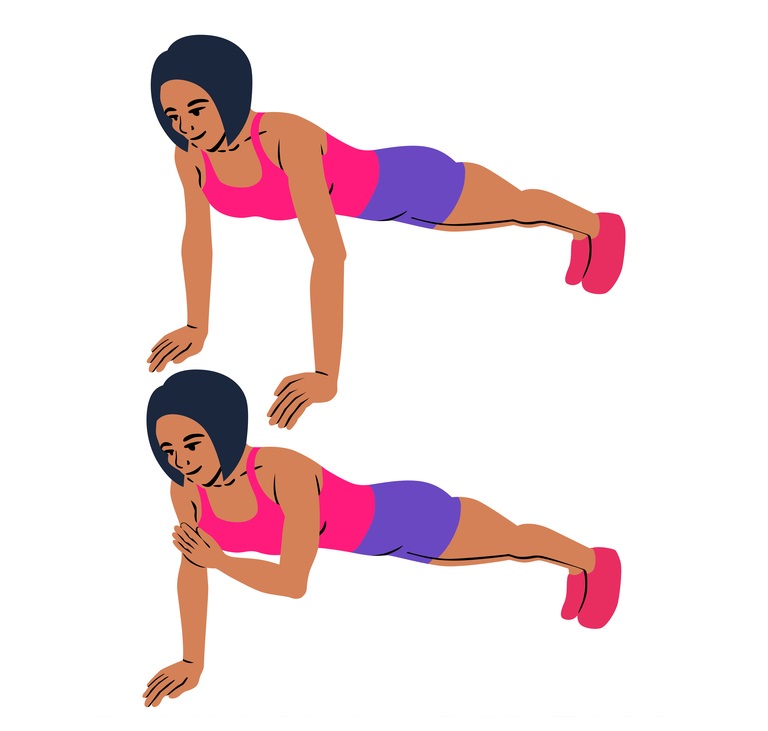 Office workouts - plank shoulder taps