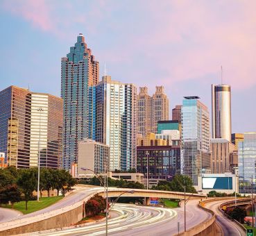 panoramic view of the downtown atlanta skyline
