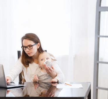 mum and toddler at the office