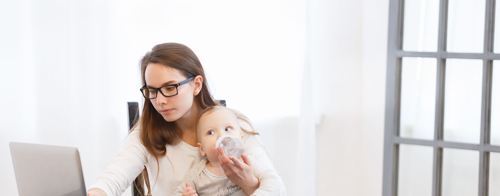 mum and toddler at the office