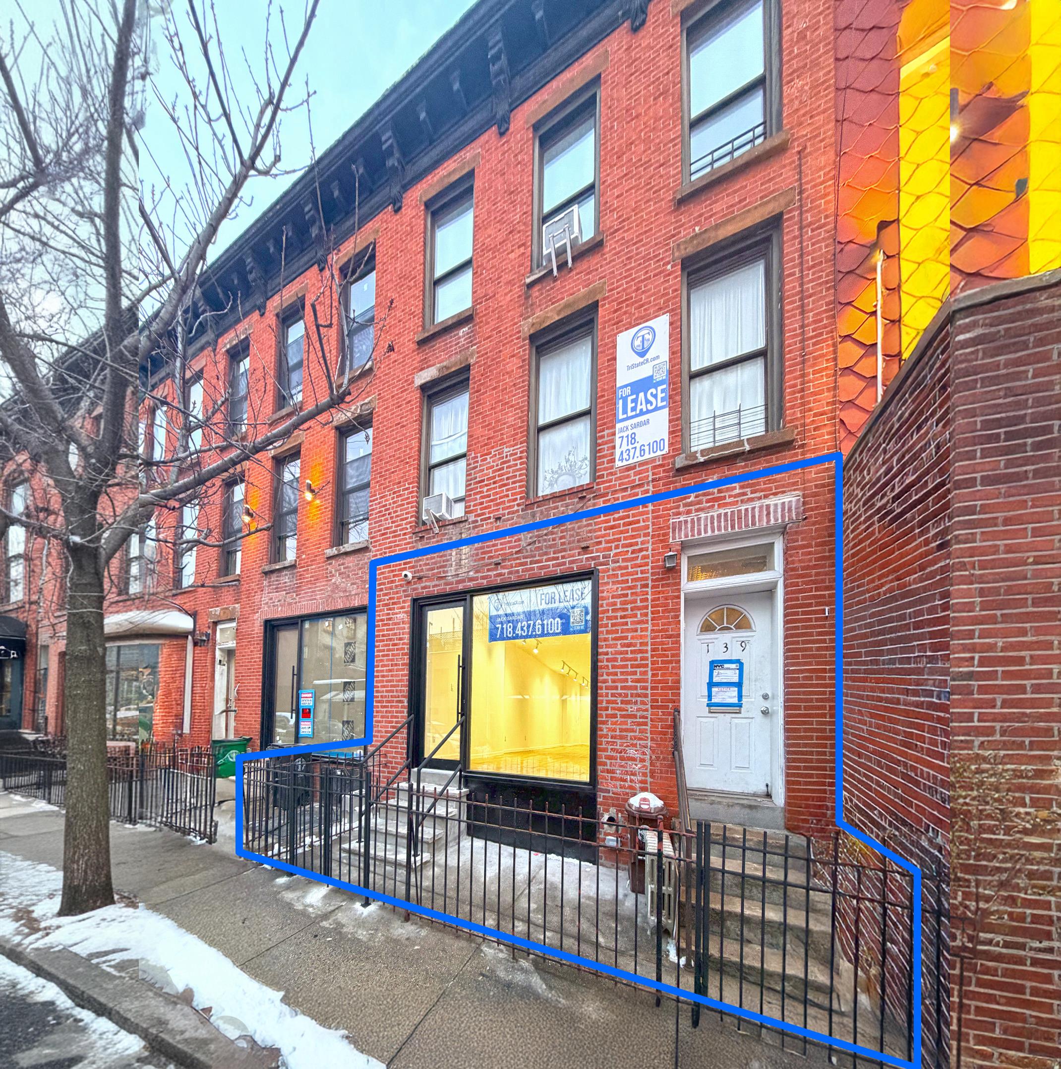 1,250 - 2,500 SF | 139 Nevins Street | Open Concept Retail Space with Full Basement for Lease