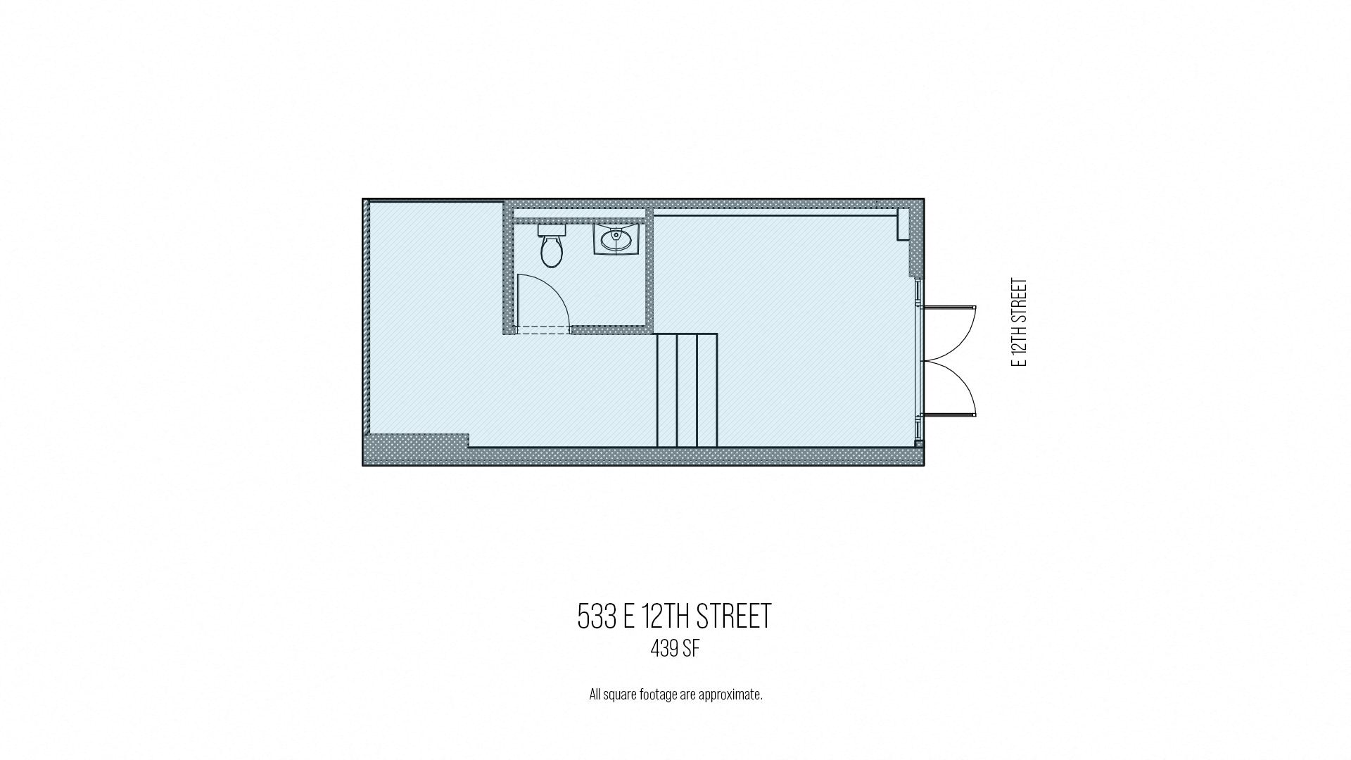 439 SF | 533 E 12th St | Newly Built Commnuity Facility Space for Lease